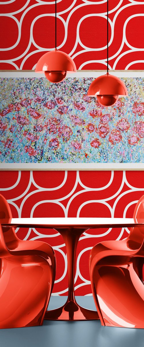 Cherry Red Poppy Meadow by Lesley Blackburn