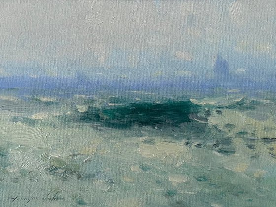 Wave, Original oil painting, Handmade artwork, One of a kind