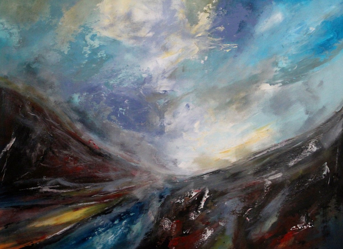 Abstract Landscape Acrylic Painting By Cecilia Frigati, 39 X 30, Losing The Way #1, Original Artwork