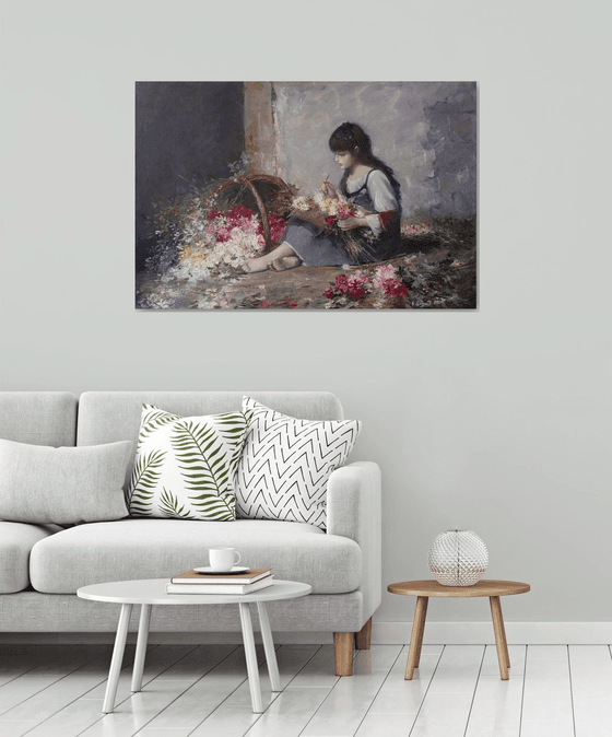 My flowers world(120x80cm, oil painting, palette knife)