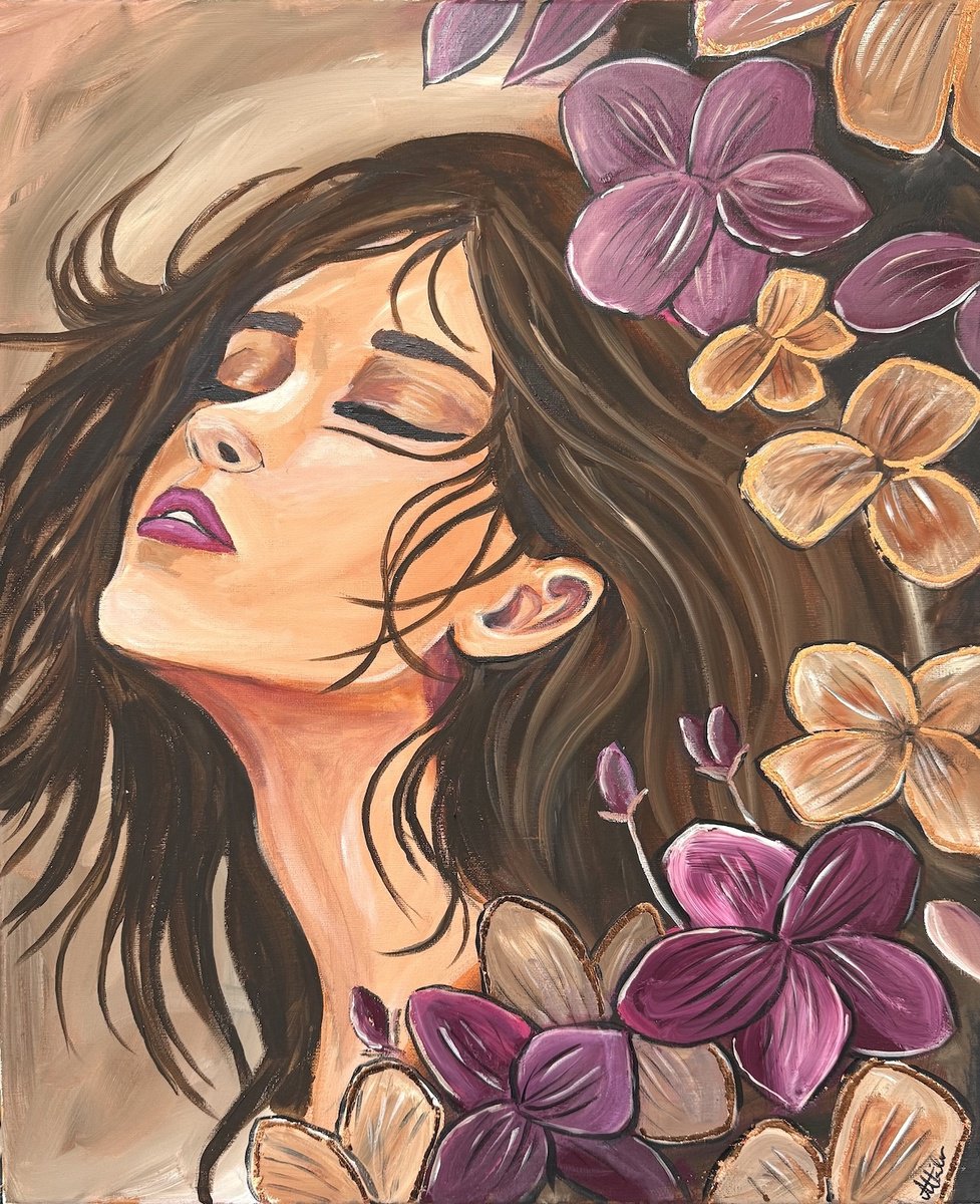 Impressionistic Portrait Acrylic Painting By Aisha Haider, 20 X 24, Euphoria, Original Artwork