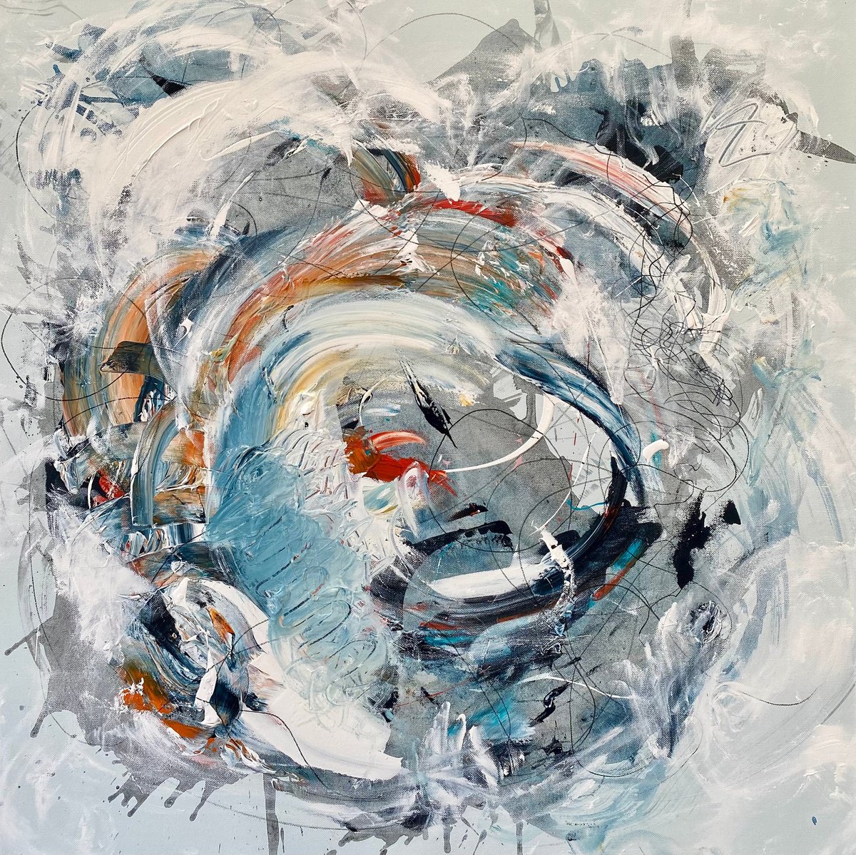 Abstract Acrylic Painting By Annette Spinks, 35 X 35, Abstract 2, Original Artwork