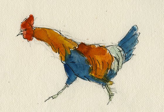 Running rooster sketch