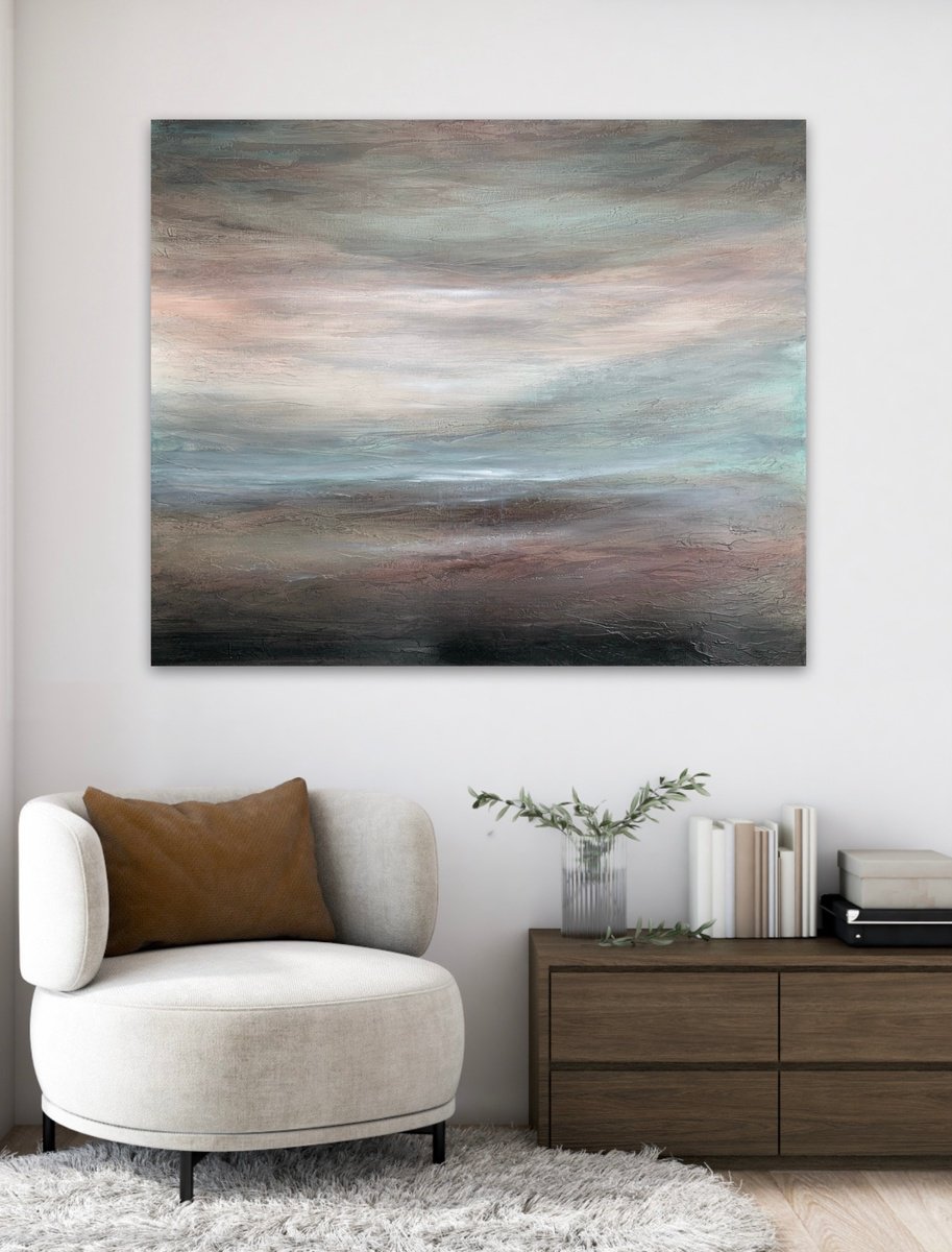 Expressive Landscape Oil Painting By Suzanne Williams, 47 X 39", Dael, Original Artwork