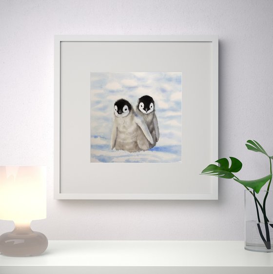 Penguin Family - watercolor