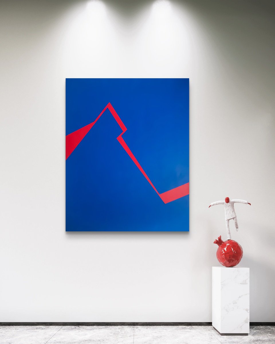 Geometric Abstract Acrylic Painting By Veronika Obushikhina, 35 X 43", Break 3, Original Artwork