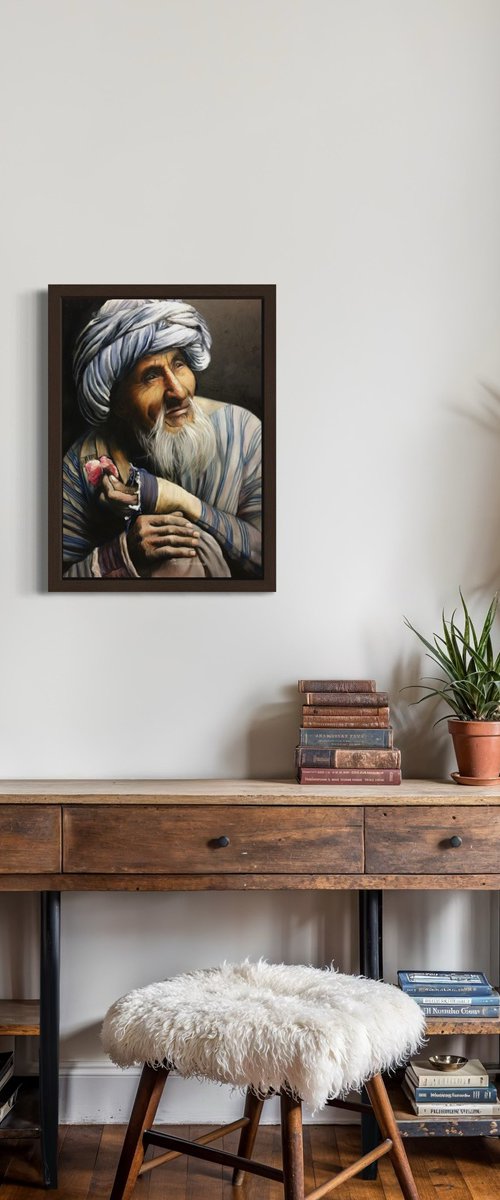 Monk with a rose by Jennie Smallenbroek