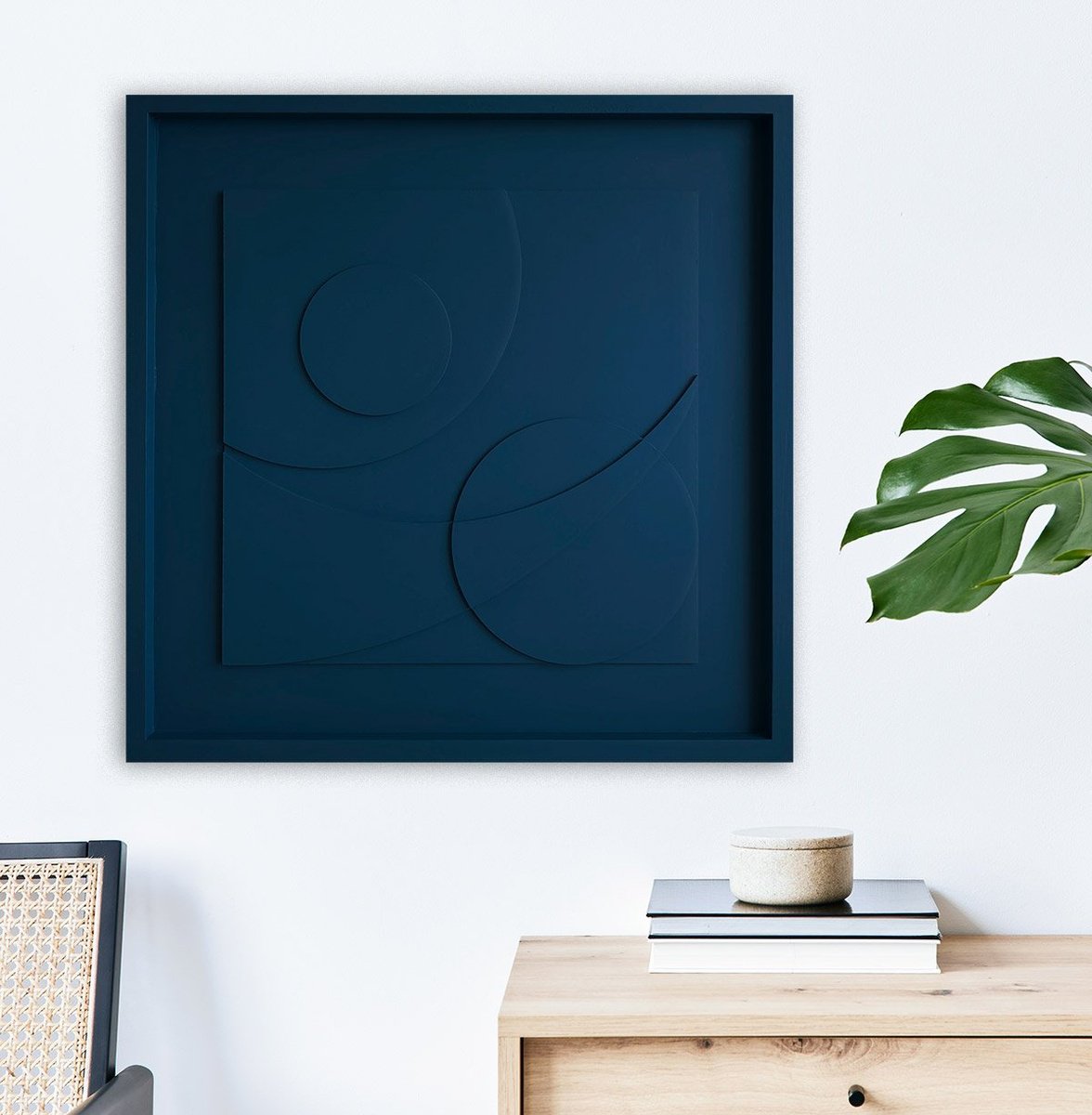 Geometric Abstract Relief By Liam Roberts, 20 X 20", Dark Celestial, Original Artwork