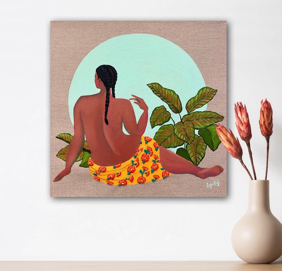 Moon Bathing 3. Woman and Calathea Majestic