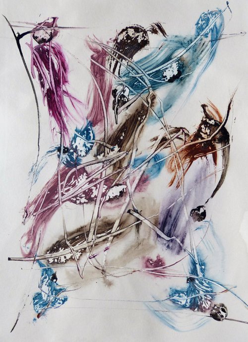 Velocity #1 , Acrylic on paper 29x41 cm by Frederic Belaubre