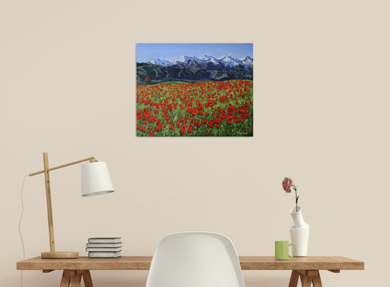 Mountain, Field of poppies