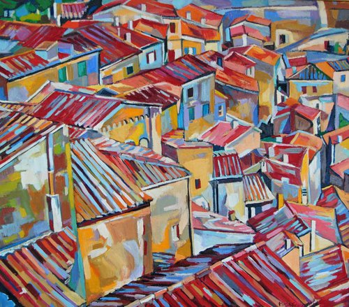 Cityscape  / 80 x 70 cm by Maja Đokić Mihajlović
