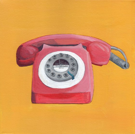 Red Telephone - Retro Pop Illustration Painting of Vintage Phone