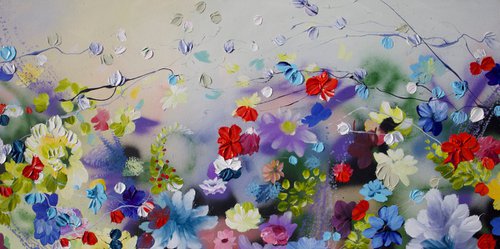 “Komorebi XV » textured floral artwork by Anastassia Skopp
