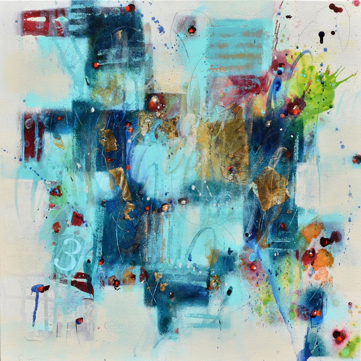 Abstract Painting By Cynthia Ligeros, 20 X 20, The Shape Of Time, Original Artwork