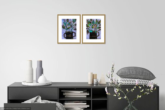 Bouquets / Stylized / Diptych /  ORIGINAL PAINTING