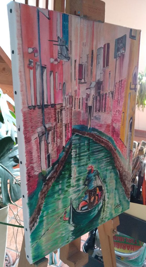 On a gondola in Venice