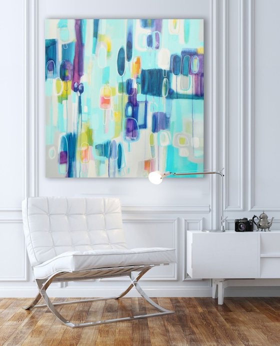 lollipops and rainbows (can't wait for summer) 76cm x 76 cm