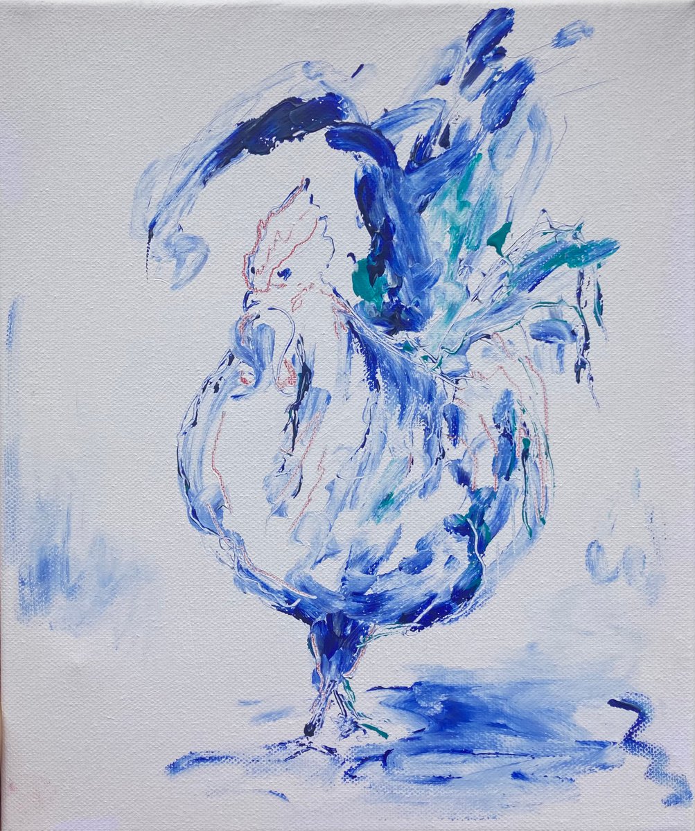 Little white rooster by Yuliya Stratovich