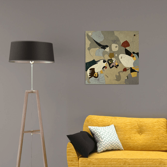 Abstract - Inspired by Miro (70x70cm, oil painting, palette knife)
