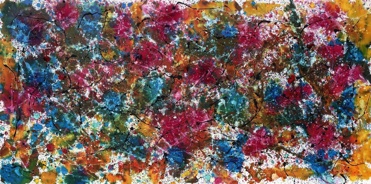 Abstract Acrylic Painting By Juan Jose Garay, 79 X 39", Echoes Of Spring, Original Artwork