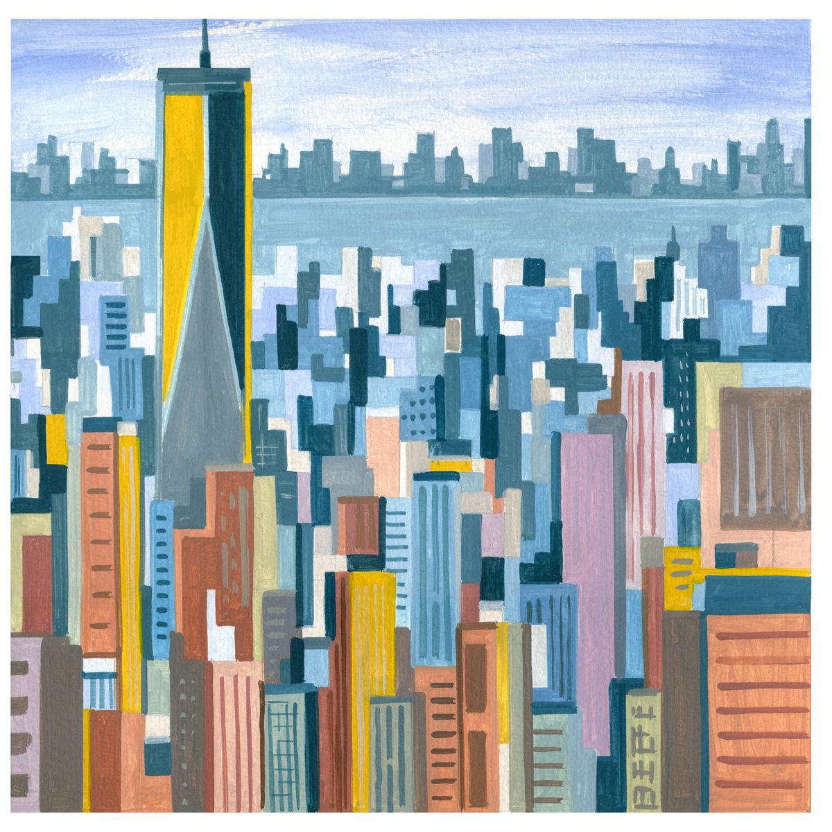 Urban And Pop Acrylic Painting , Newyork_Sl-01 By Andre Baldet, 13 X 13, Artwork For Sale On Artfinder