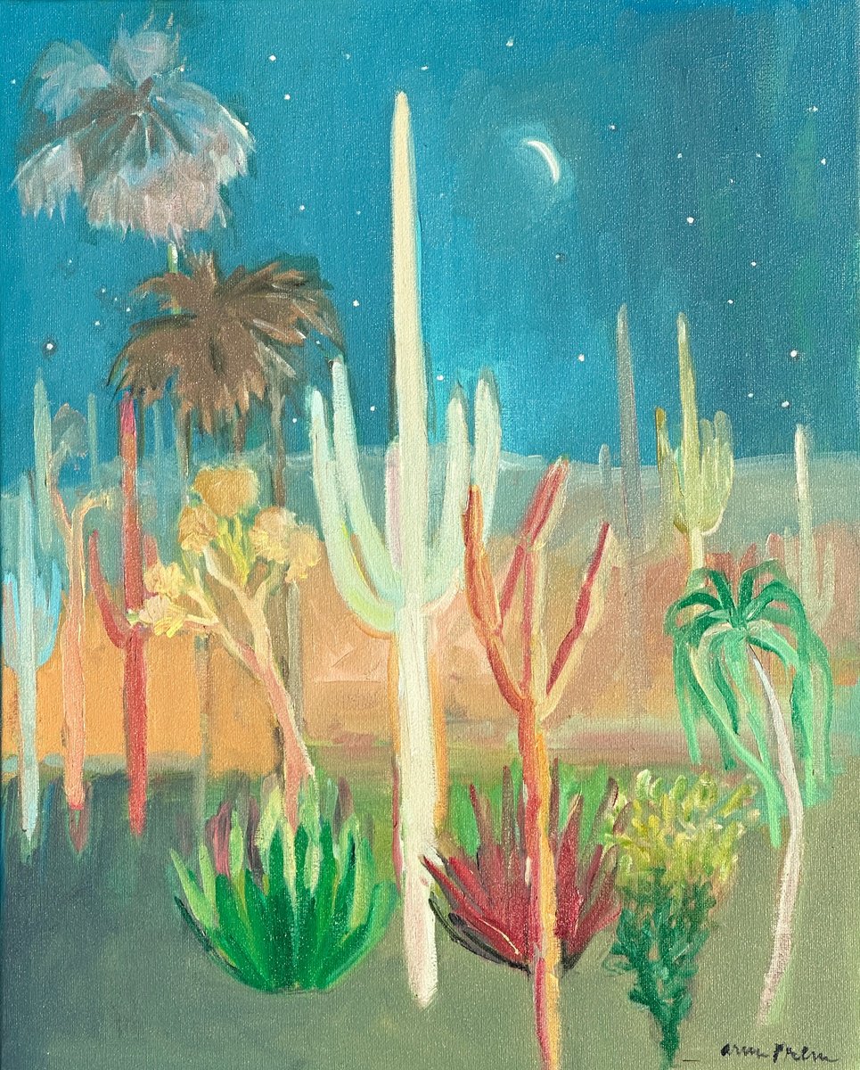 Impressionistic Abstract Oil Painting By Arun Prem, 16 X 20, Night Mountain, Original Artwork