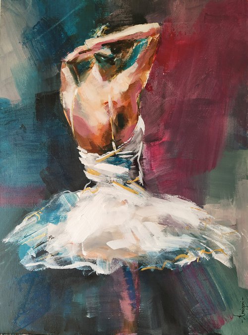 Backstage series  -Ballerina- woman Painting on MDF by Antigoni Tziora