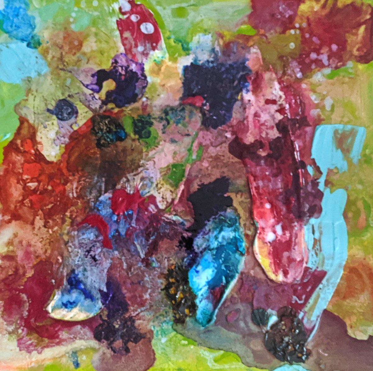 Abstract Painting By Shelli Finch, 12 X 12", Girls Tell The Truth, Original Artwork