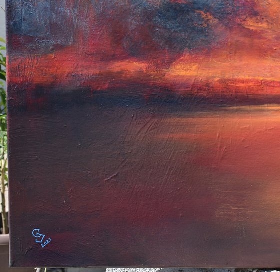 " Evening Vibes " Large painting W 110x H 110 cm