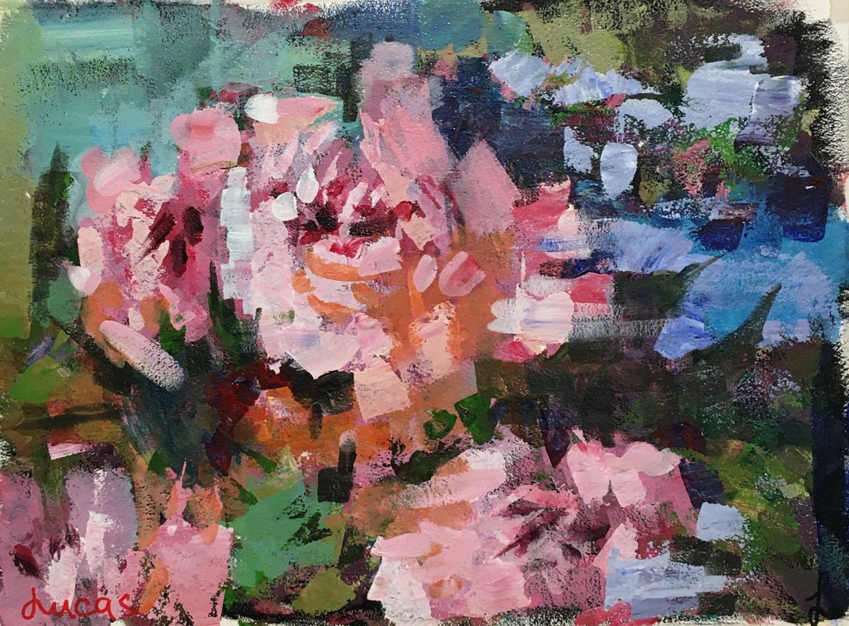 Impressionistic Botanical Acrylic Painting By Yuriy Ivashkevych, 15 X 11", The Roses, Original Artwork