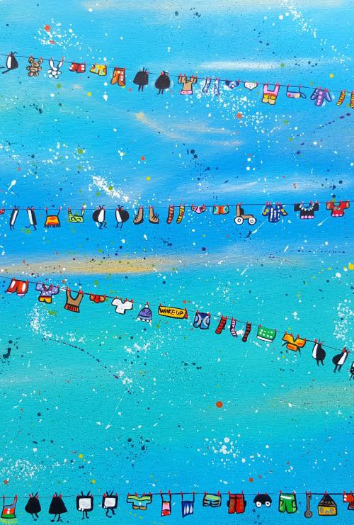 Blue Space Sky Laundry Televisions by Maria Luisa  Azzini