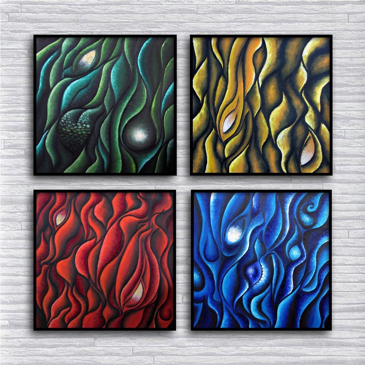 Color Series - Save As A Series - Original Abstract PMS Oil Painting Series, Four 24 x 2... by Preston M. Smith (PMS)