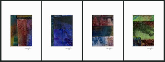 Abstract Collage Collection 6 - 4 Small Matted paintings by Kathy Morton Stanion