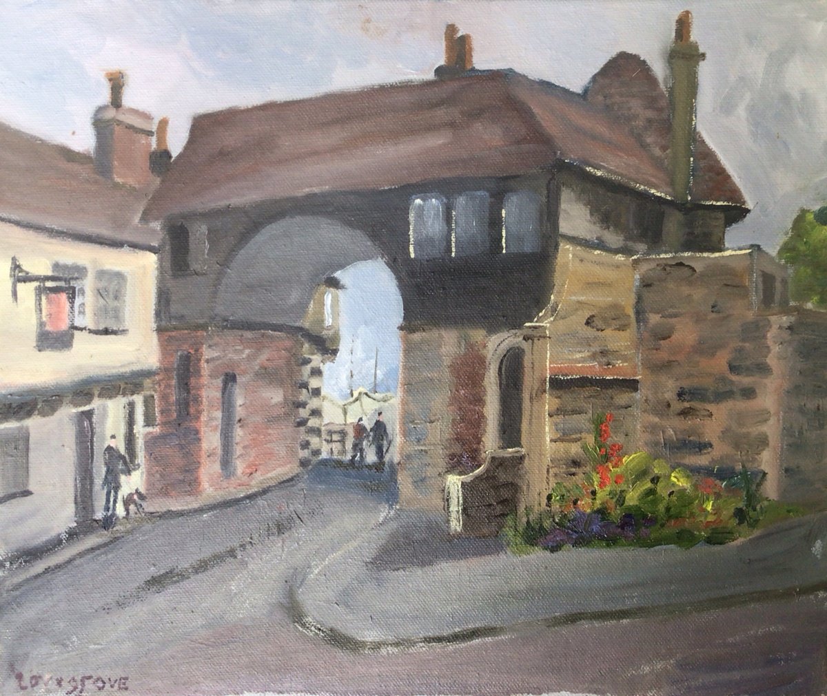 Impressionistic Cityscapes Oil Painting By Julian Lovegrove Art, 12 X 10", Sandwich, Barbican Gate, Original Artwork