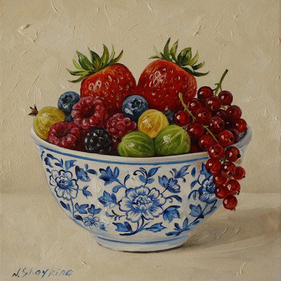 Summer Berries in Blue Bowl