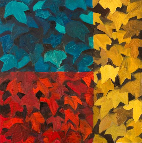 semi-abstract set of three colors leaves for nature lovers by Olivier Payeur