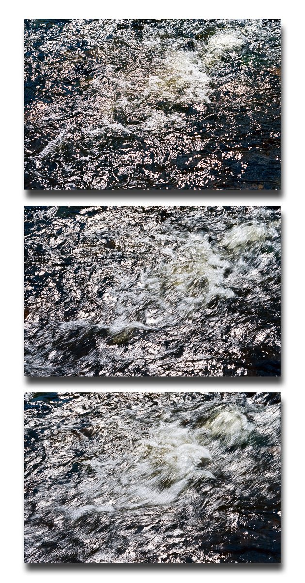 Organic Abstract Photograph By Justice Hyde, 24 X 54", Water (Triptych) - Alu Panels, Original Artwork