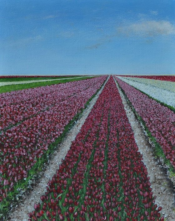 Tulips: Red, White and Green, 2018, 24 x 30 cm
