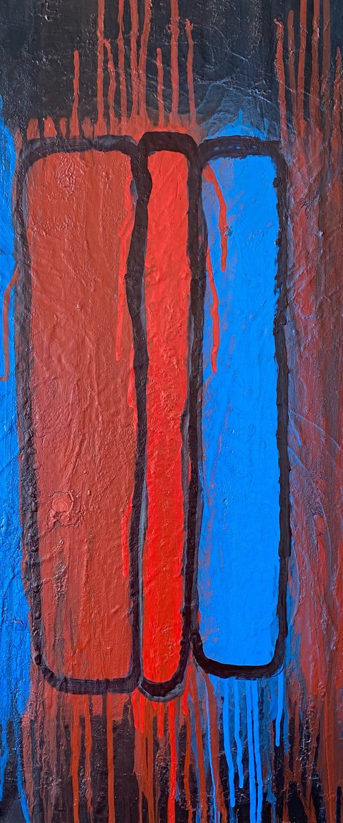 blue and red on black by Illia Prunenko