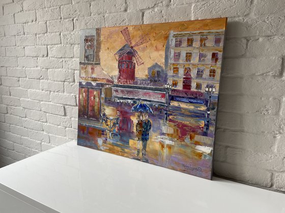 "Moulin Rouge". Original oil painting architecture. Cityscape