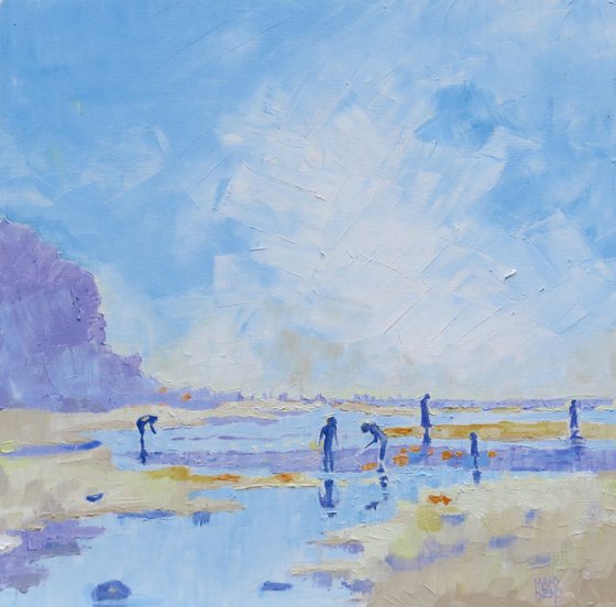 Hot Summer Day on the Beach. Seaside Painting.
