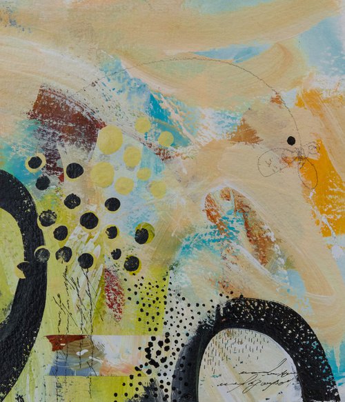 Poème No 4 - Original abstract painting on paper - One of a kind by Chantal Proulx