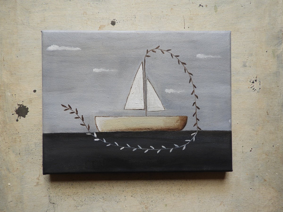 Illustrative Oil Painting , Sailing (Small) By Silvia Beneforti, 9 X 7, Artwork For Sale On Artfinder