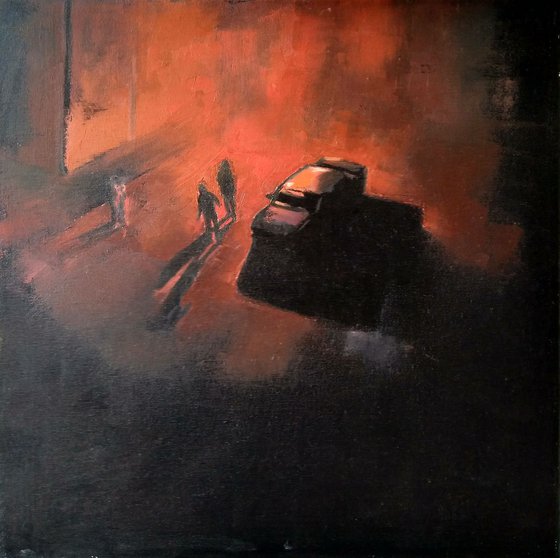 Night(40x40cm, oil painting, ready to hang)