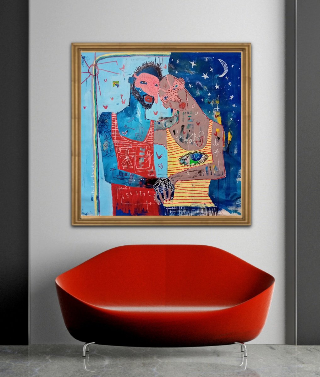 Abstract Landscape Acrylic Painting By Dimitris Pavlopoulos, 39 X 39, Queer Rhapsody, Original Artwork