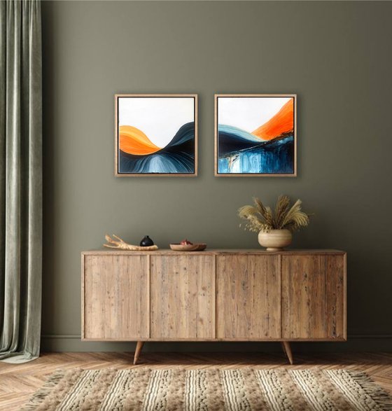 Amber Flowlines – Blue Orange Landscape