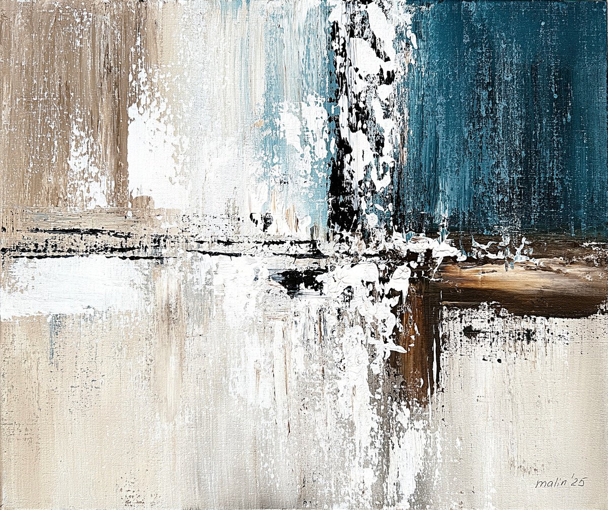 Impressionistic Abstract Acrylic Painting By Tatiana Malinovscaia, 24 X 20", Silent Confluence, Original Artwork