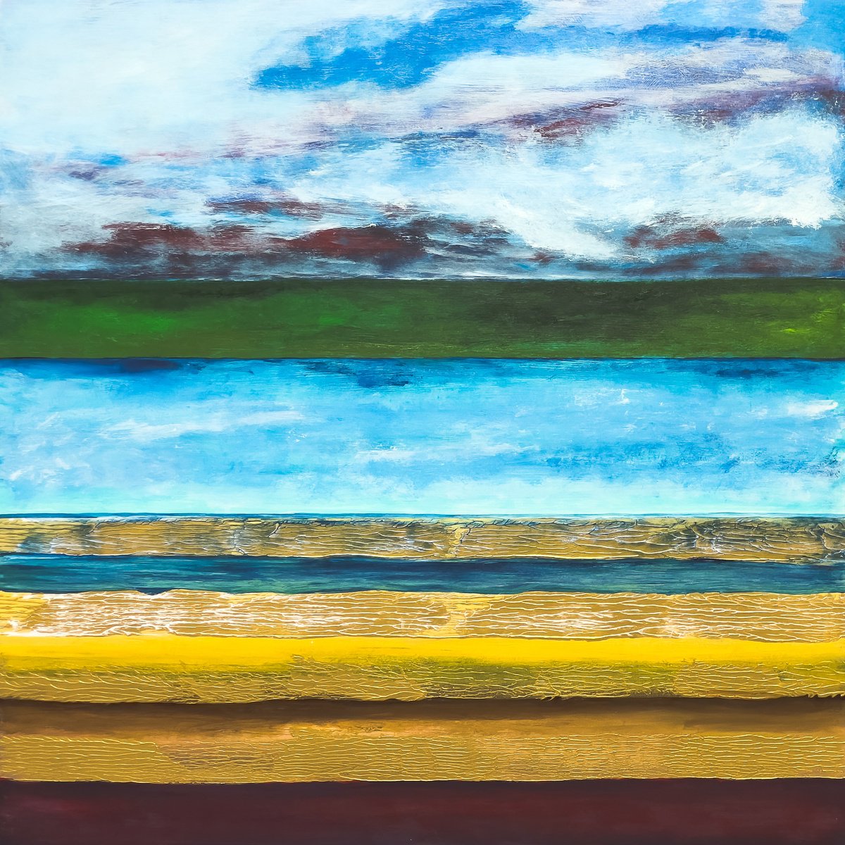 Abstract Landscape Acrylic Painting By Km Arts, 30 X 30", Hebrides, Original Artwork