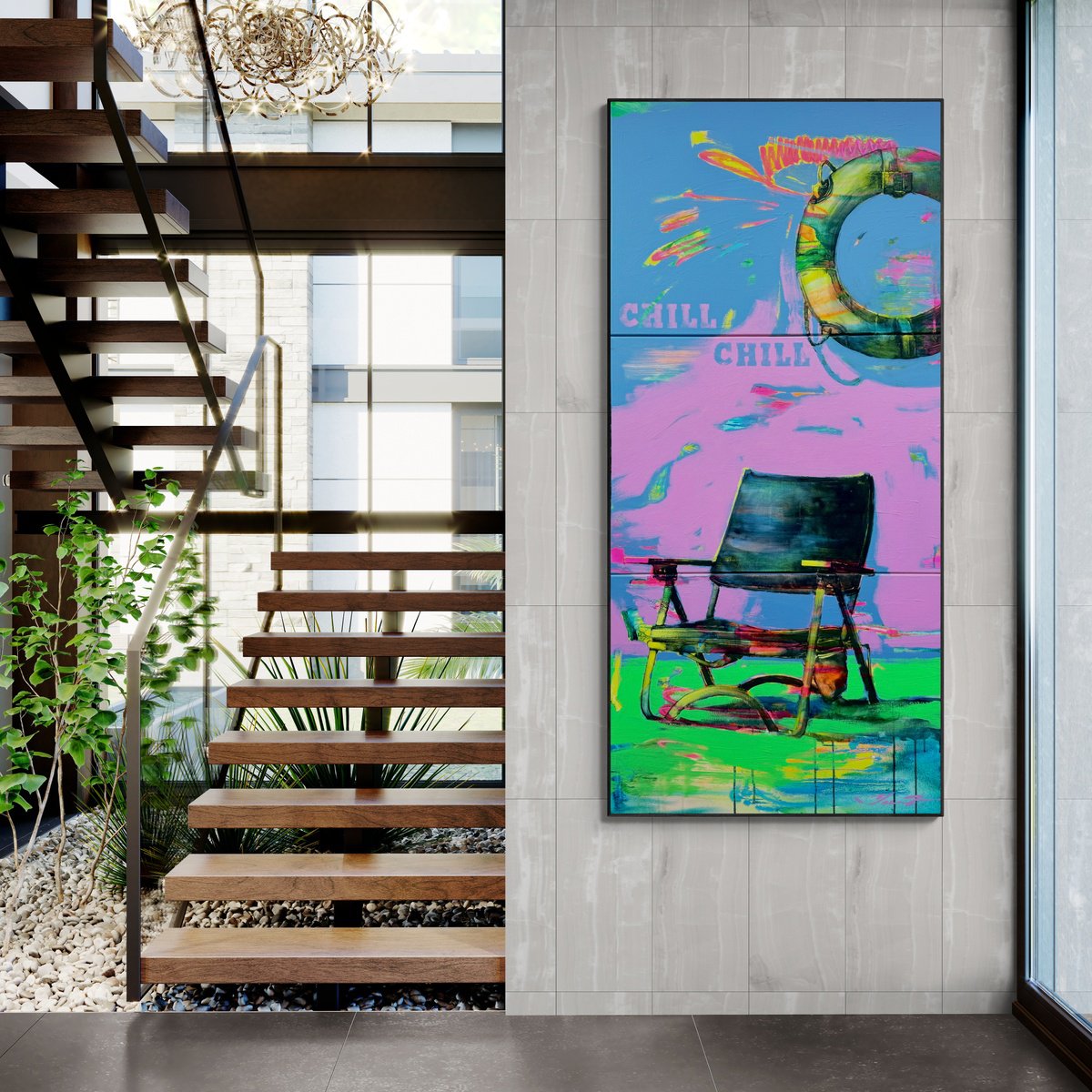 Urban And Pop Acrylic Painting , Time To Chill By Yaroslav Yasenev, 28 X 59, Artwork For Sale On Artfinder